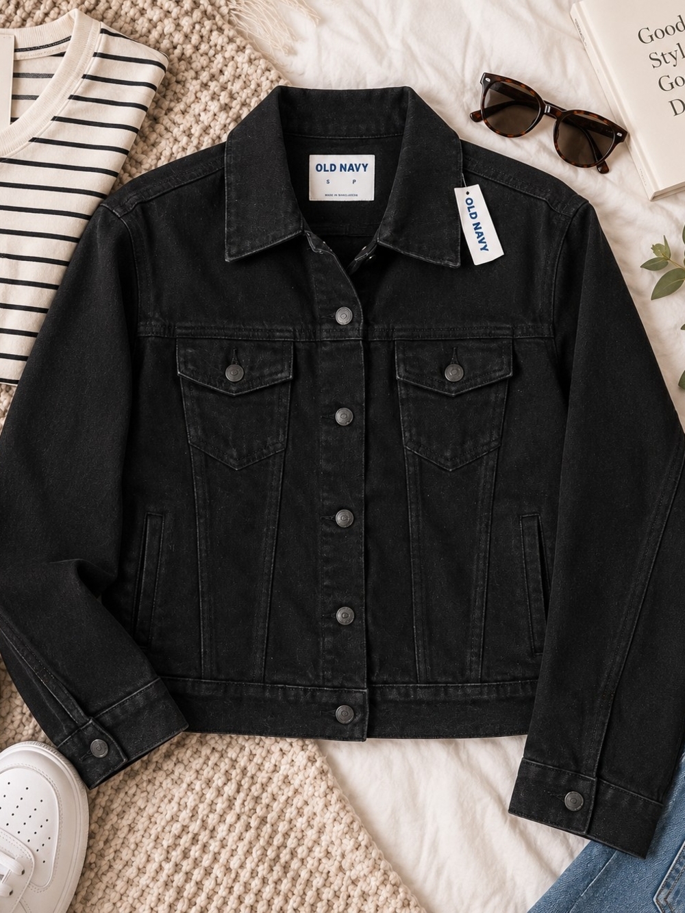 NWT Old Navy Black Denim Trucker Jacket